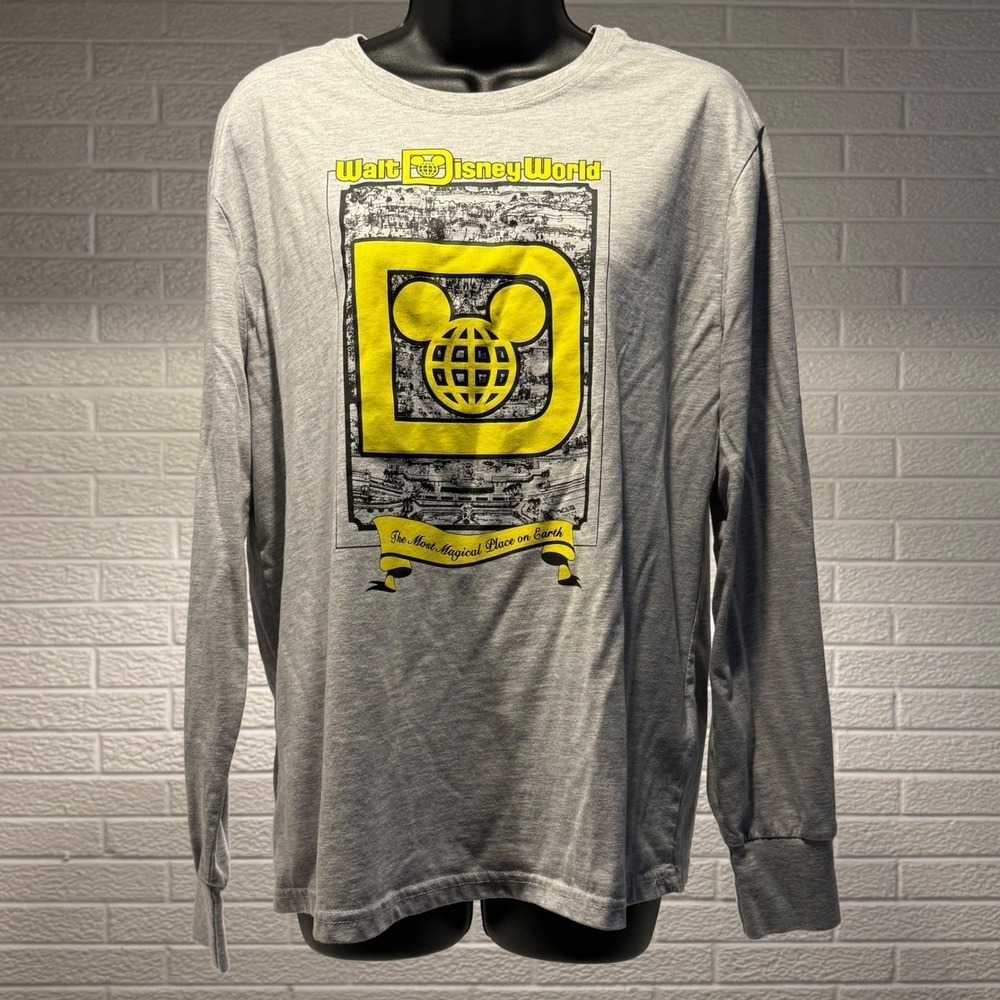 Walt Disney World Gray Long Sleeve Graphic T-Shirt Medium Unisex